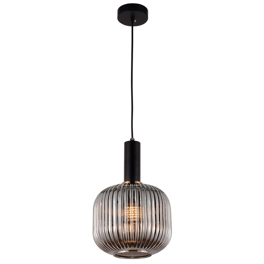 Nowoczesna lampa wisząca GATO, dymiony szklany klosz w loftowym stylu - Lumina Deco zdjęcie 3