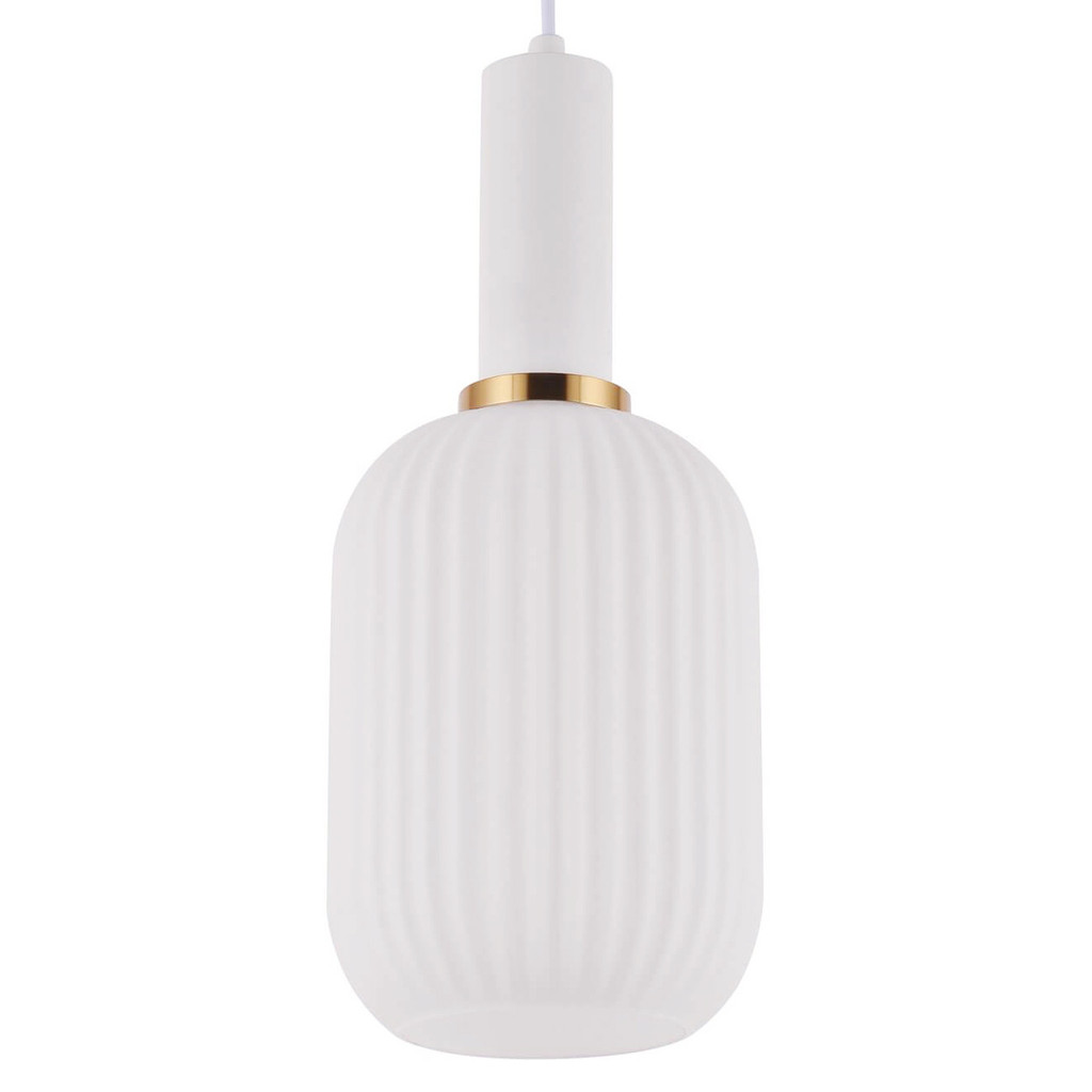 Elegantná sklenená loftová závesná lampa RICO v bielej farbe, moderný dizajn - Lumina Deco obrázok 1