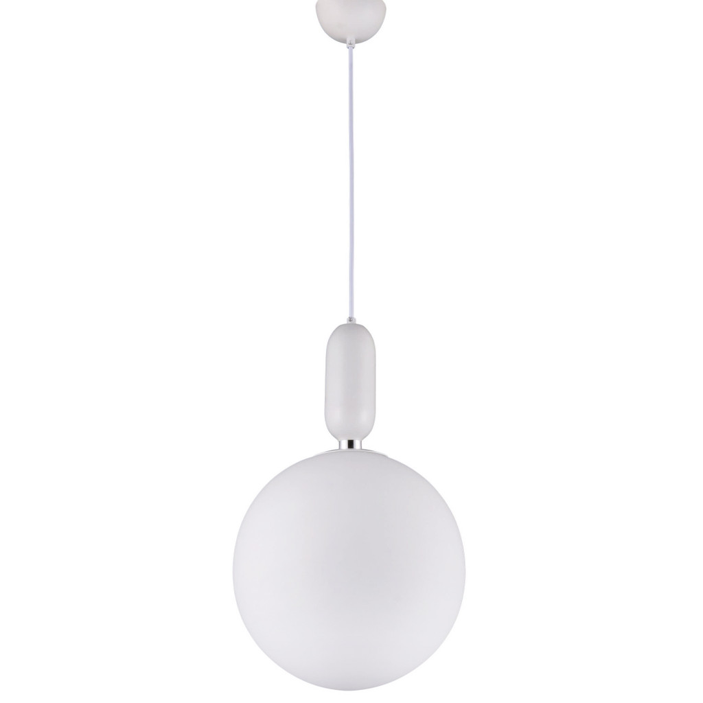 Biela guľová závesná lampa ORITO D30 so skleneným tienidlom - Lumina Deco obrázok 3