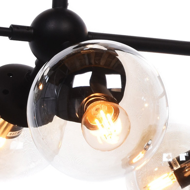 Černá závěsná lampa skleněné bubliny koule ZODIAK W12 designový moderní lustr - Lumina Deco obrázek 3