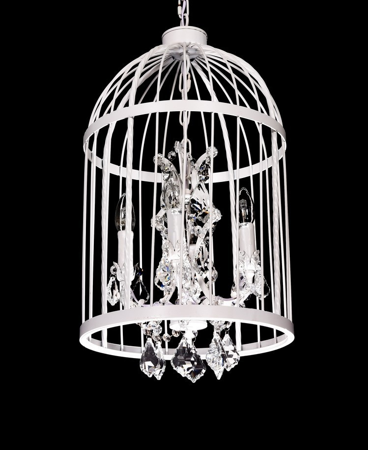 Křišťálový lustr v podobě bílé klece ARCHIVIA designové závěsné svítidlo - Lumina Deco obrázek 1