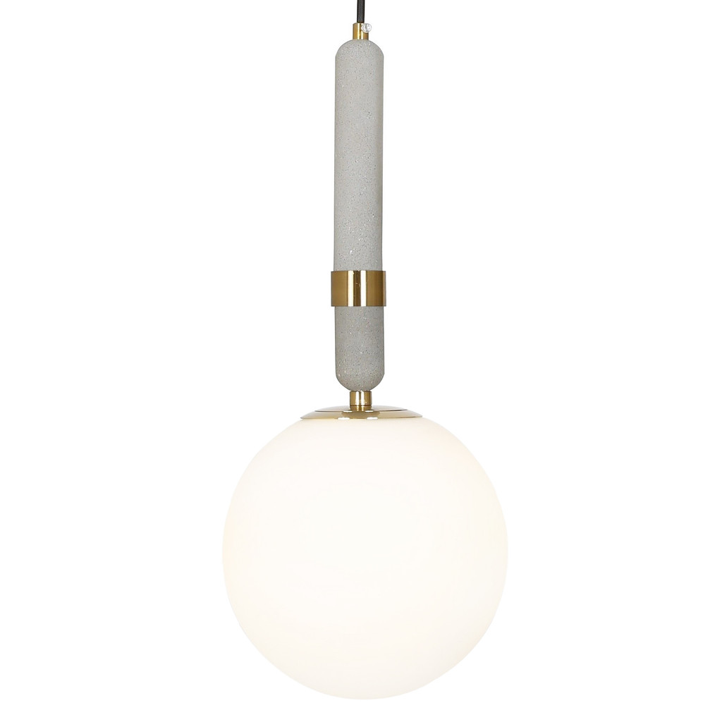 Moderní závěsná lampa GRANINO D20 v mosazné barvě, stínidlo koule, betonová násada - Lumina Deco obrázek 1
