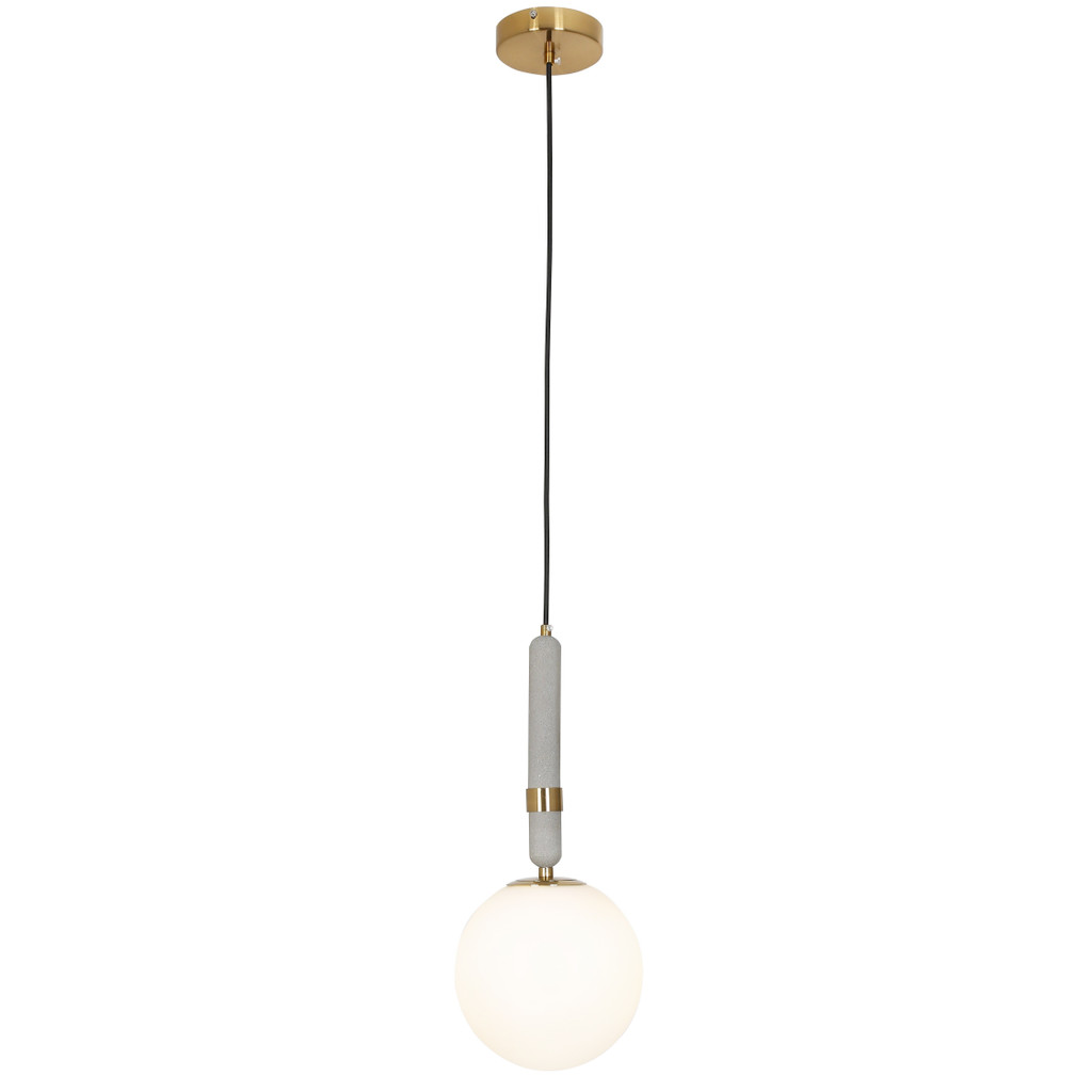 Moderná závesná lampa GRANINO D20 farba mosadze, guľové tienidlo, betónový držiak - Lumina Deco obrázok 3