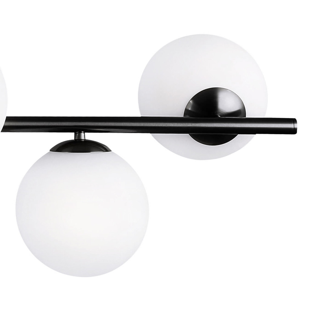 Štýlová čierna závesná lampa FREDICA W7, horizontálna, biele sklenené tienidlá - Lumina Deco obrázok 4