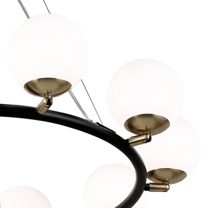 Czarno-mosiężna lampa wisząca MODICA W10, ruchome klosze kule, w stylu glamour - Lumina Deco zdjęcie 4