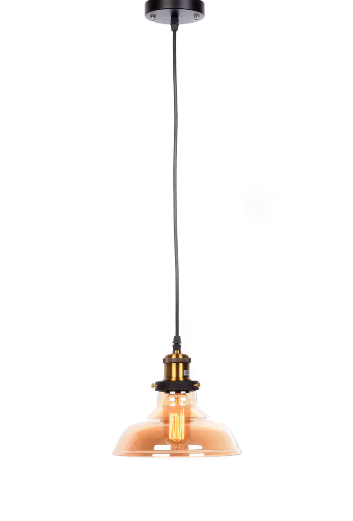 Skleněné závěsné svítidlo GABI, jantarová industriální loftová závěsná lampa - Lumina Deco obrázek 3