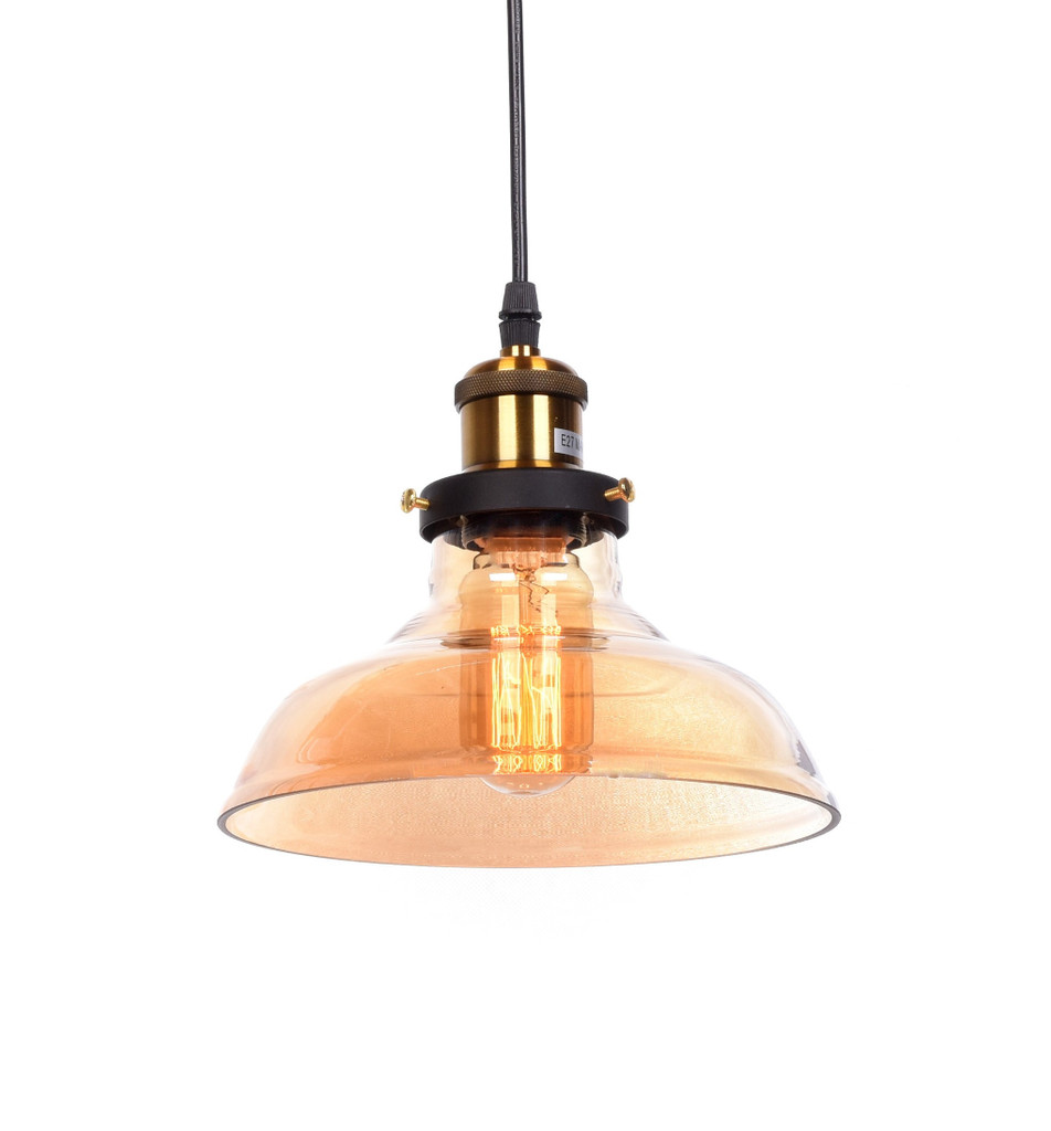 Skleněné závěsné svítidlo GABI, jantarová industriální loftová závěsná lampa - Lumina Deco obrázek 1