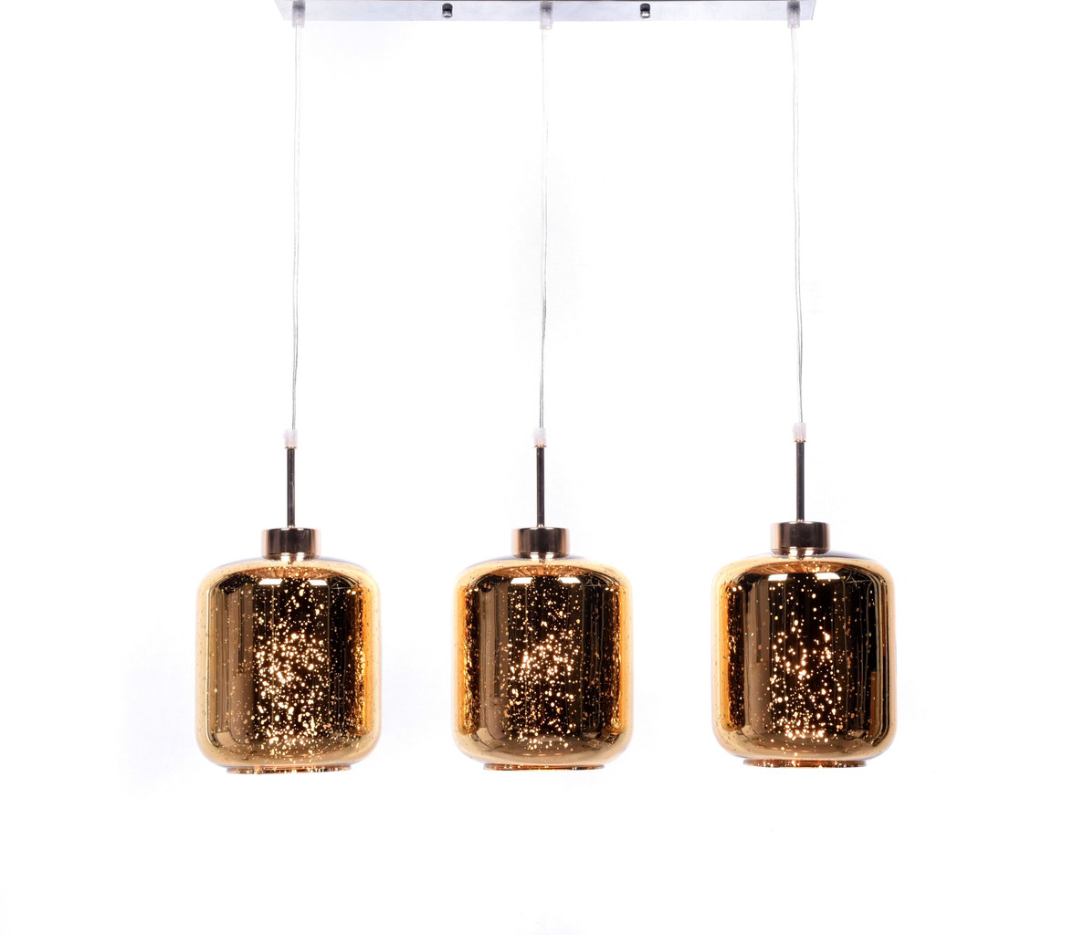 Zlaté závesné svietidlo ALACOSMO, trojité, moderné, sklenené - Lumina Deco obrázok 3