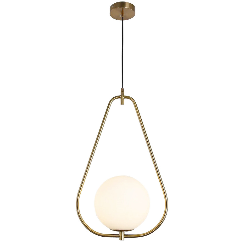 Moderní závěsná lampa FORNERI D20 v mosazné barvě s kulatým stínidlem - Lumina Deco obrázek 3