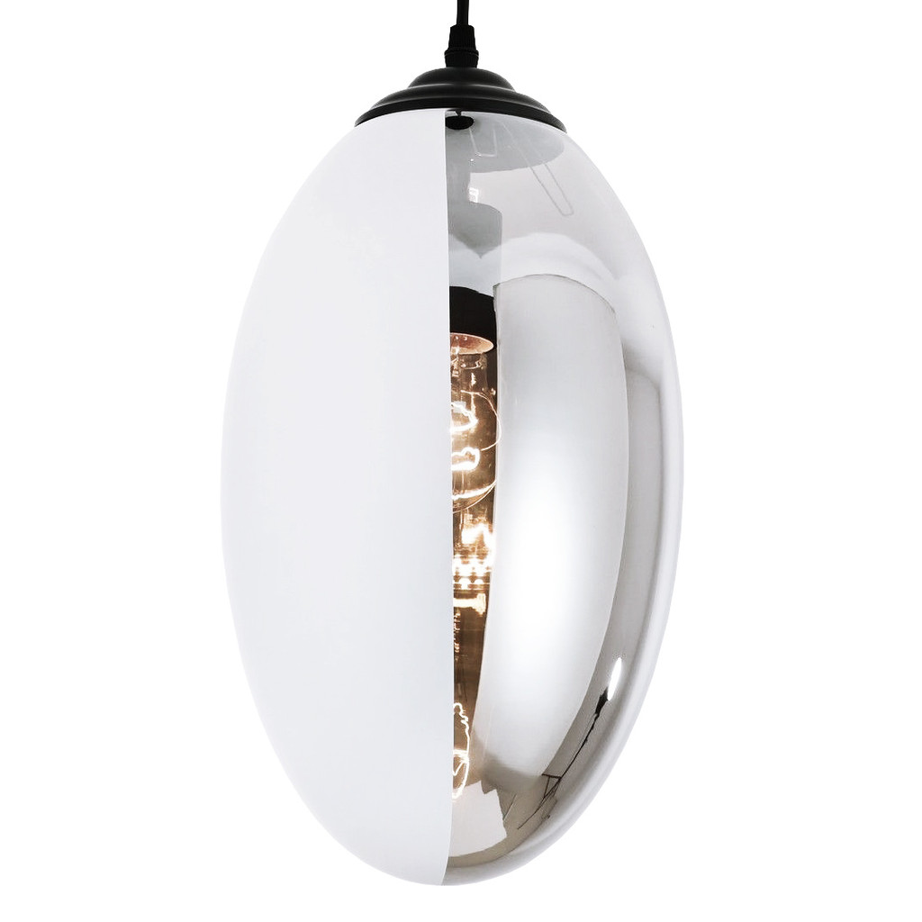 Biała, dymiona lampa wisząca CARLTON, elegancka, nowoczesna - Lumina Deco zdjęcie 1