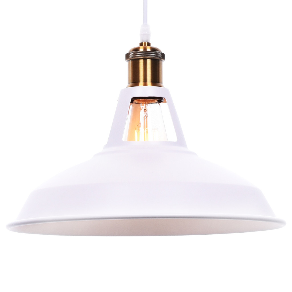 Průmyslová bílá závěsná lampa ZONDA okrouhlá - Lumina Deco obrázek 1