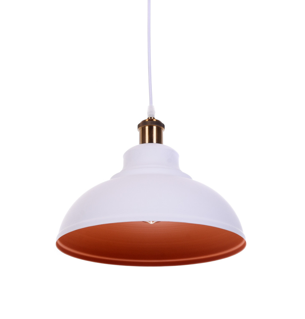 Biała lampa wisząca BOGGI loftowa półokrągła metalowa stylowa - Lumina Deco zdjęcie 1