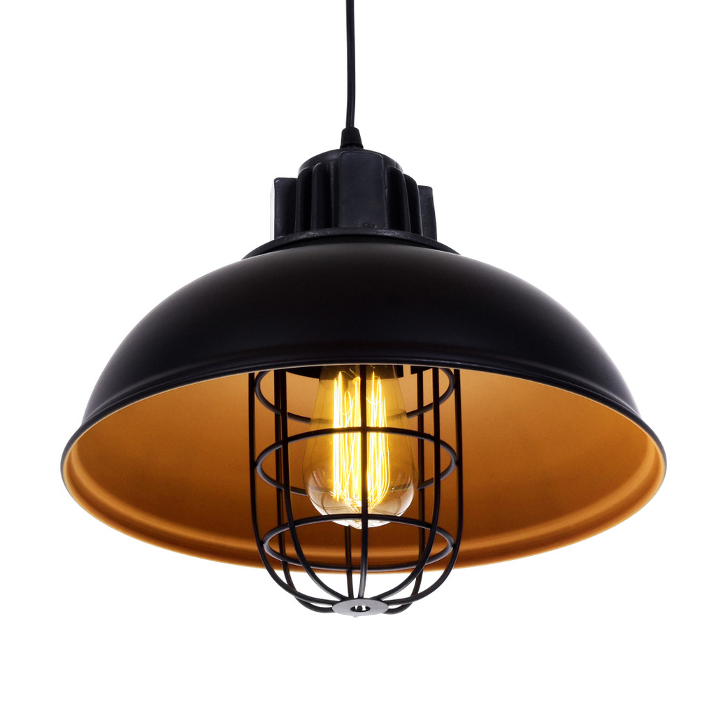 Polokulatá černá stropní lampa FUKO kovová v industriálním stylu - Lumina Deco obrázek 4