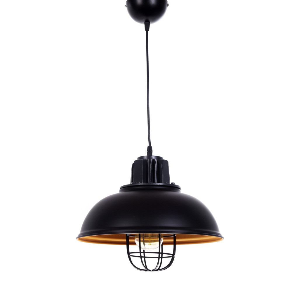 Polokulatá černá stropní lampa FUKO kovová v industriálním stylu - Lumina Deco obrázek 3