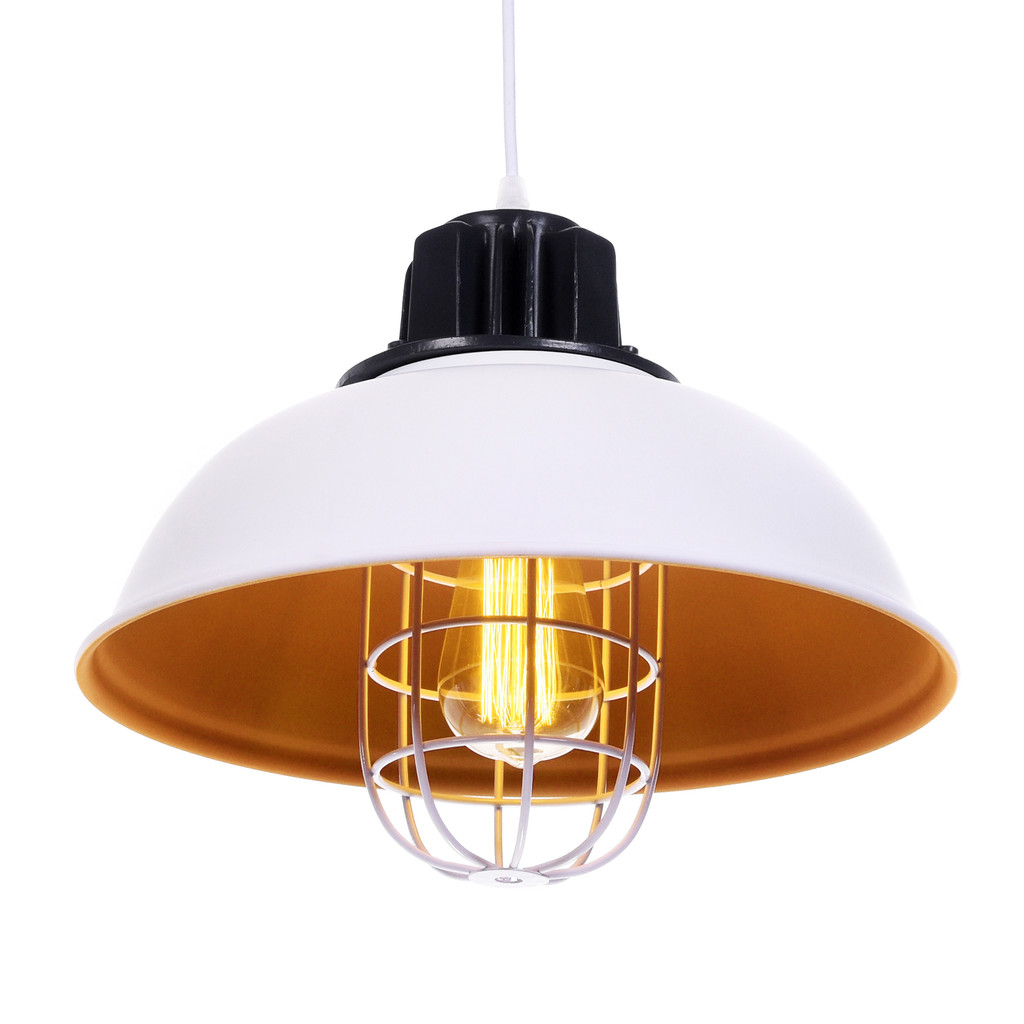 Metalowa biała lampa wisząca FUKO półokrągła regulowana loftowa - Lumina Deco zdjęcie 4