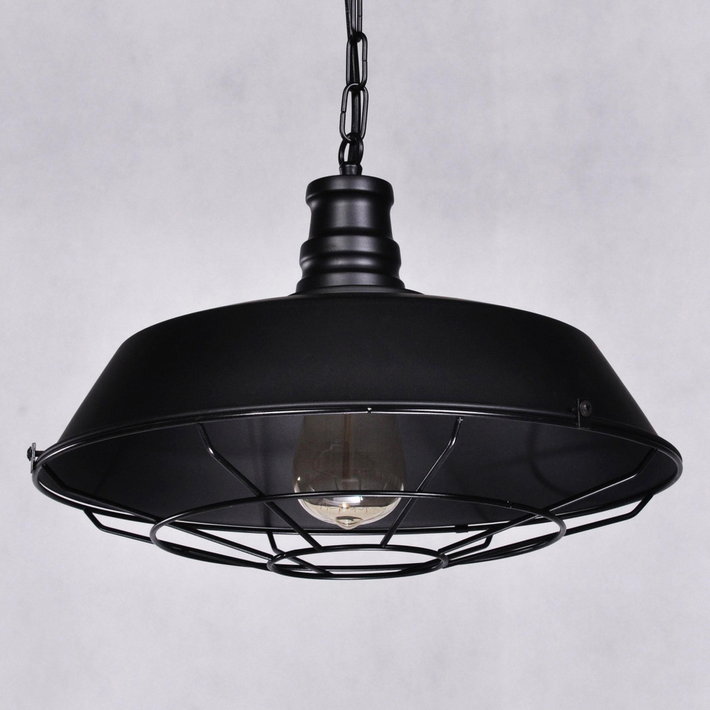 Čierne závesné svietidlo ARIGIO v loftovom industriálnom štýle, kovové s drôtenou mriežkou - Lumina Deco obrázok 2