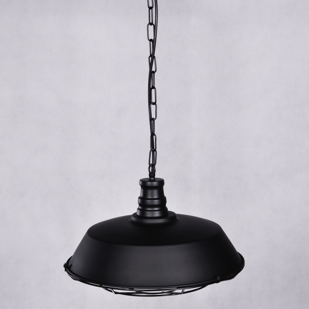 Black loft industrial pendant lamp, wire mesh, metal grid - ARIGIO - Lumina Deco image 3