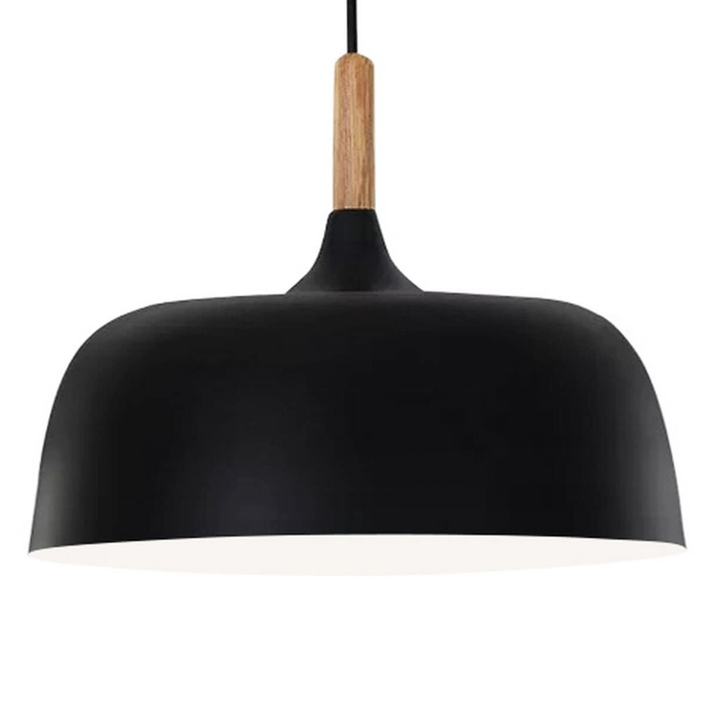 Elegancka lampa wisząca w kolorze czarnym BERSI D32, nordycka z drewnianym elementem - Lumina Deco zdjęcie 1