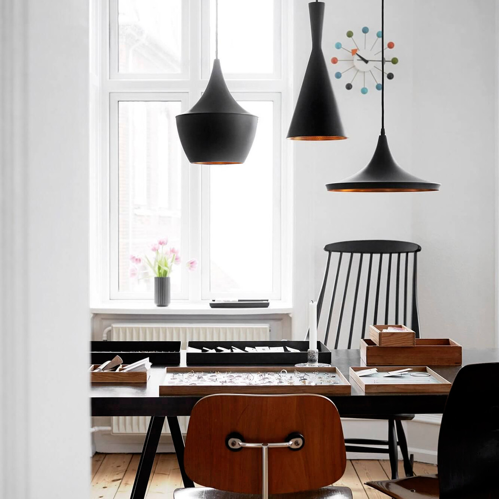 Trojdielna závesná lampa, loftové svietidlo v škandinávskom štýle, luster FOGGI TRIO, čierna, zlatá - Lumina Deco obrázok 2