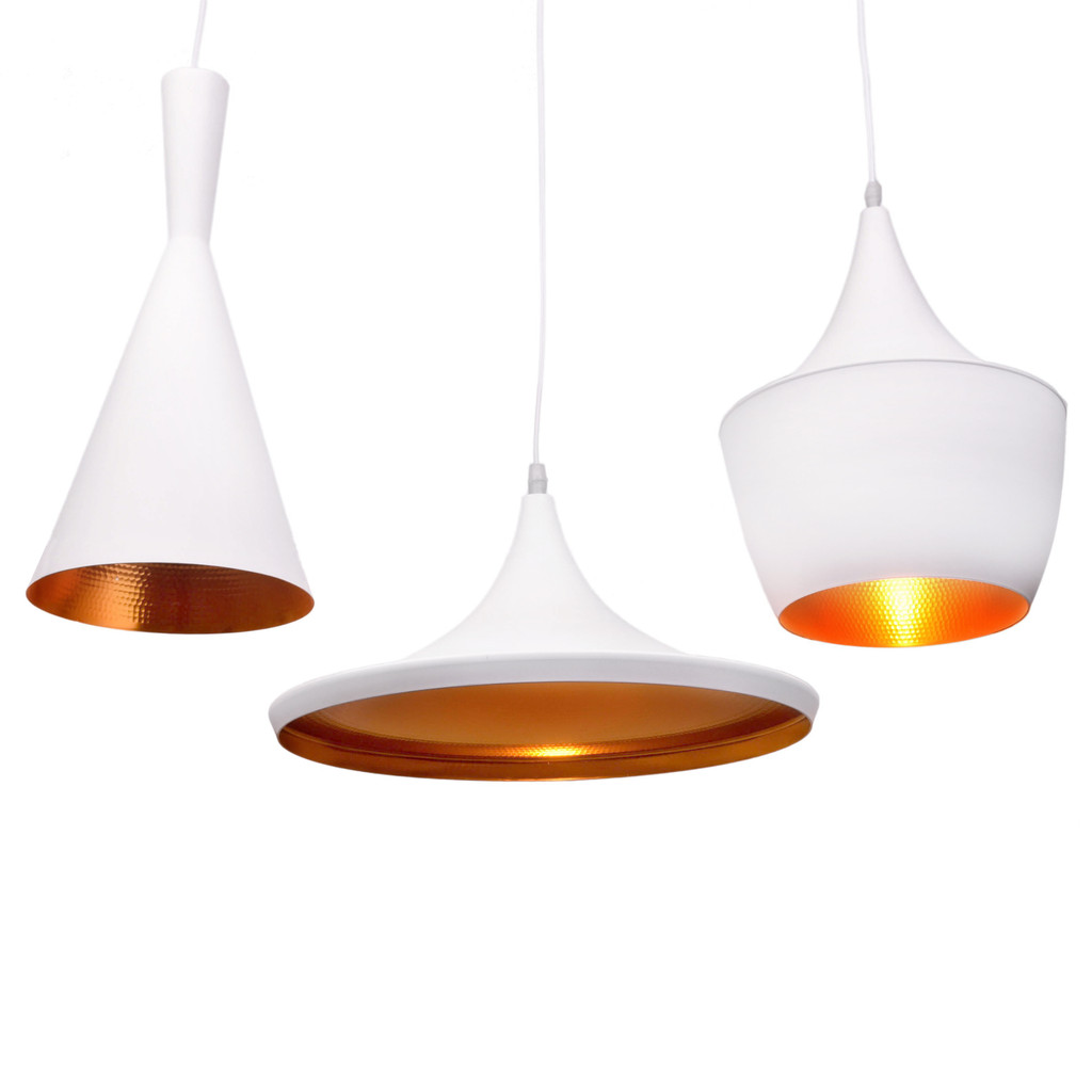 Trojdielna závesná lampa, loftové svietidlo v škandinávskom štýle, luster FOGGI TRIO, biela, zlatá - Lumina Deco obrázok 3