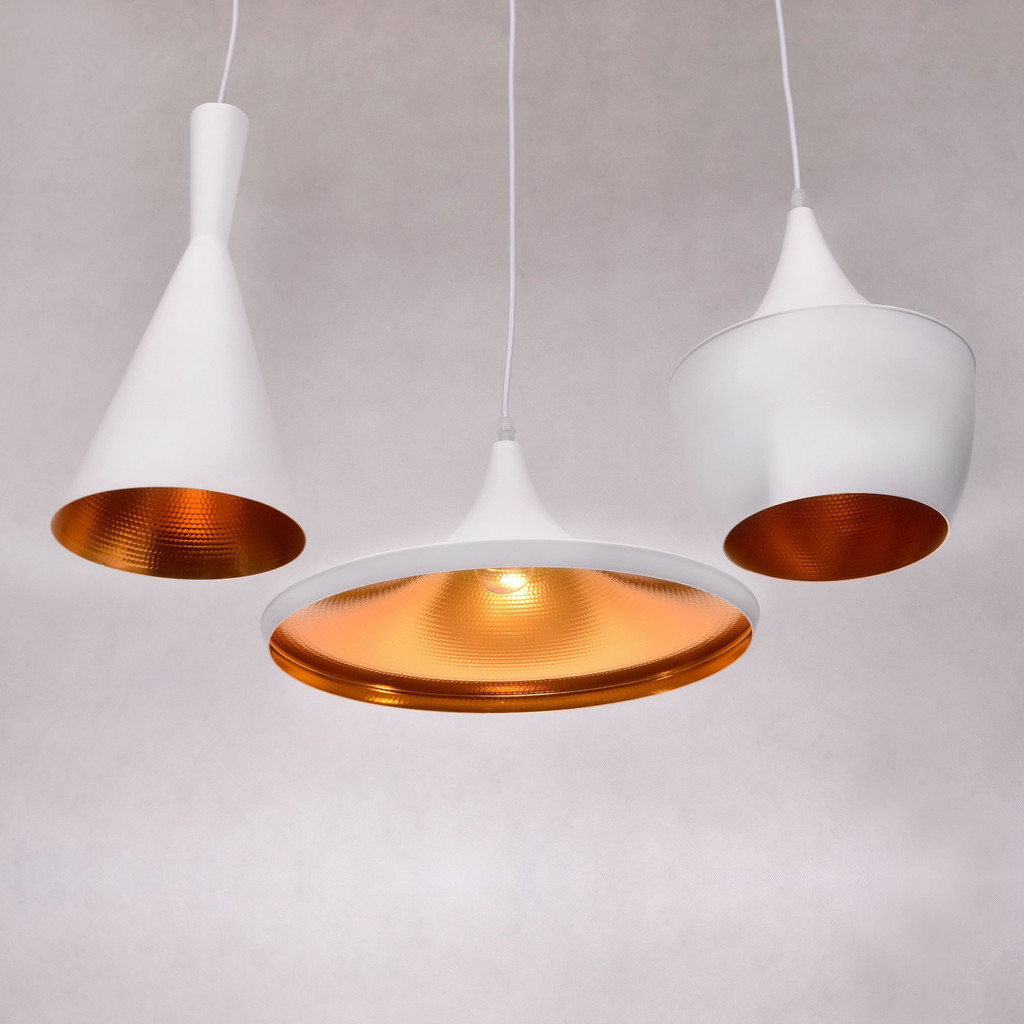 Trojdielna závesná lampa, loftové svietidlo v škandinávskom štýle, luster FOGGI TRIO, biela, zlatá - Lumina Deco obrázok 4