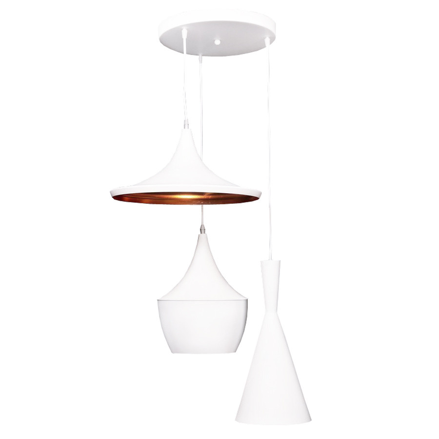 Minimalistická bílá stropní lampa FOGGI W3 trojitý loftový lustr, zlatý vnitřek - Lumina Deco obrázek 1