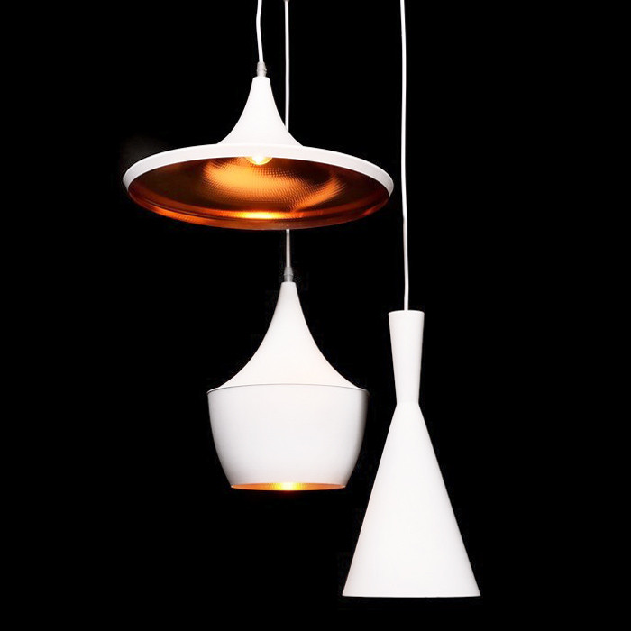 Minimalistická bílá stropní lampa FOGGI W3 trojitý loftový lustr, zlatý vnitřek - Lumina Deco obrázek 3
