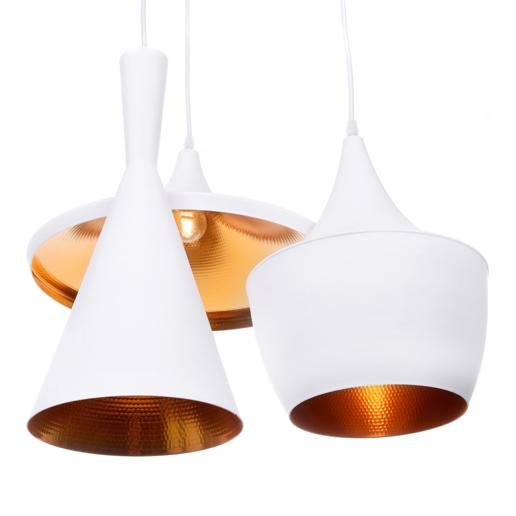 Minimalistická bílá stropní lampa FOGGI W3 trojitý loftový lustr, zlatý vnitřek - Lumina Deco obrázek 2