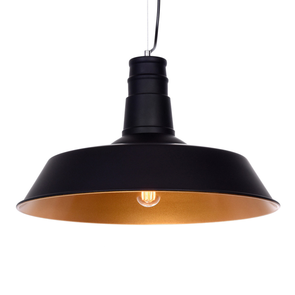 Black pendant lamp, loft industrial style, metal shade - SAGGI - Lumina Deco image 1