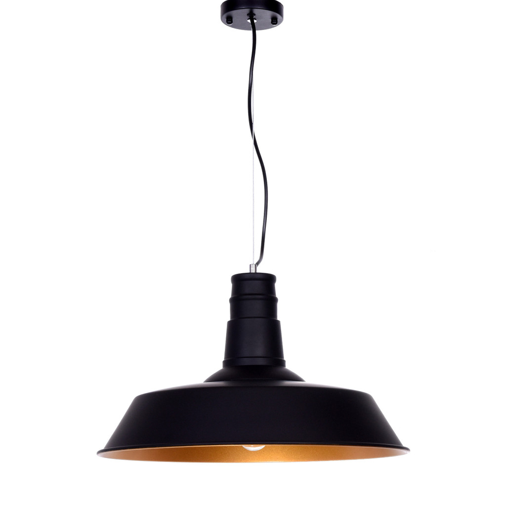 Black pendant lamp, loft industrial style, metal shade - SAGGI - Lumina Deco image 3