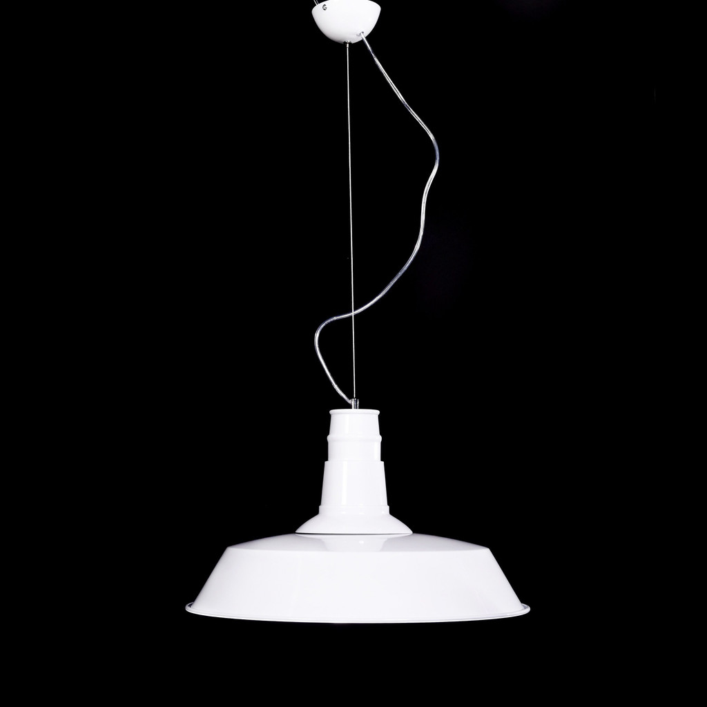 Bílá loftová lampa stropní svítidlo SAGGI kovová okrouhlá industriální - Lumina Deco obrázek 3
