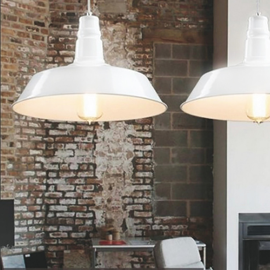 Bílá loftová lampa stropní svítidlo SAGGI kovová okrouhlá industriální - Lumina Deco obrázek 2