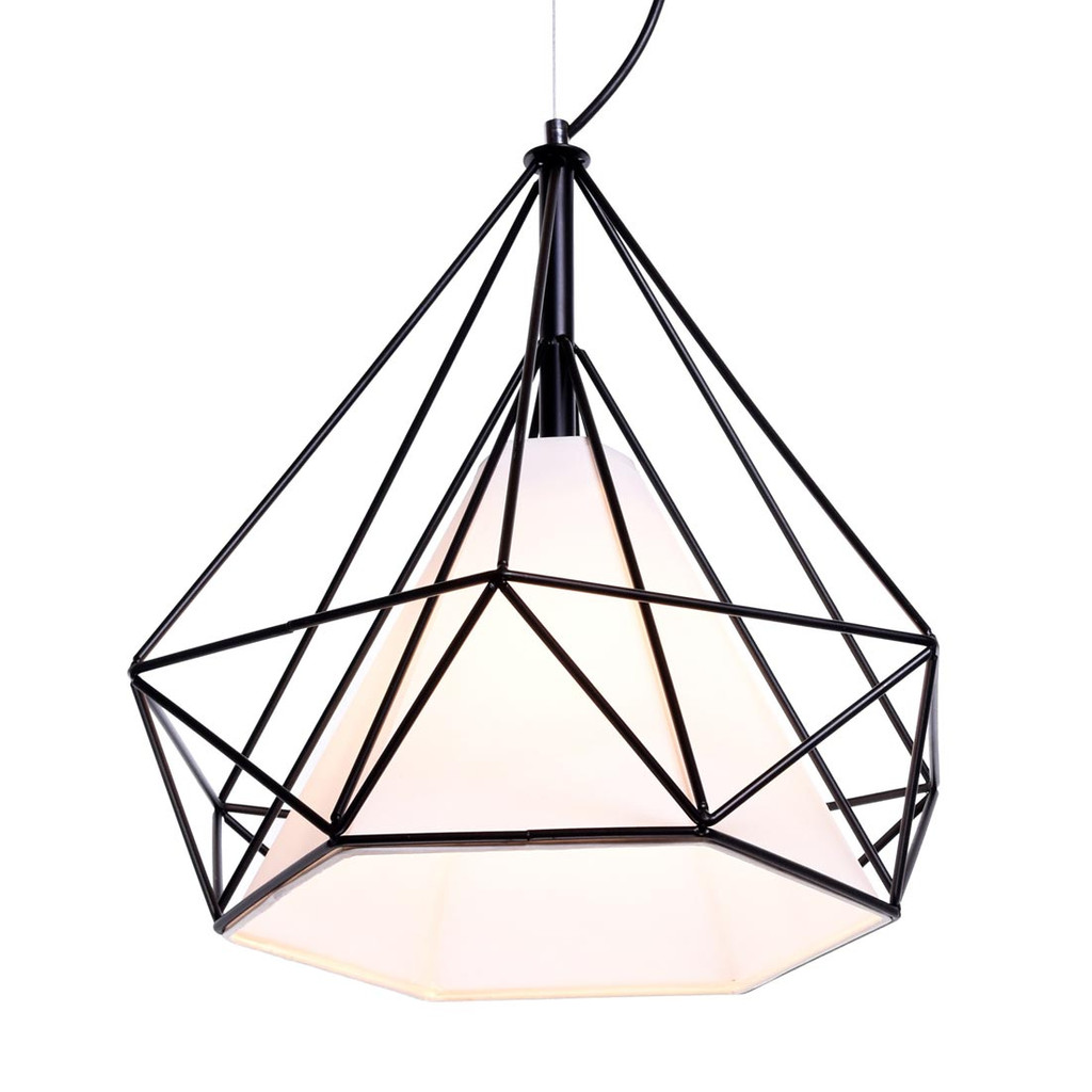 Černá drátěná stropní lampa, lustr, diamant FORTI průmyslová, loftová, skandinávská - Lumina Deco obrázek 1