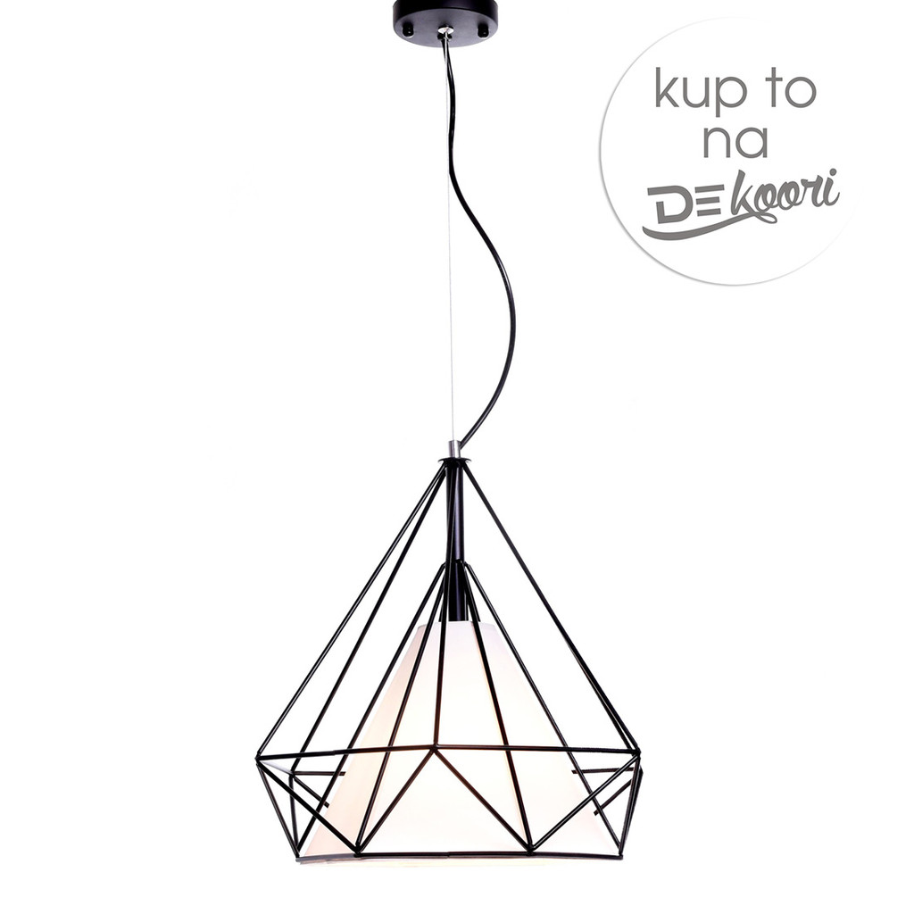 Černá drátěná stropní lampa, lustr, diamant FORTI průmyslová, loftová, skandinávská - Lumina Deco obrázek 3
