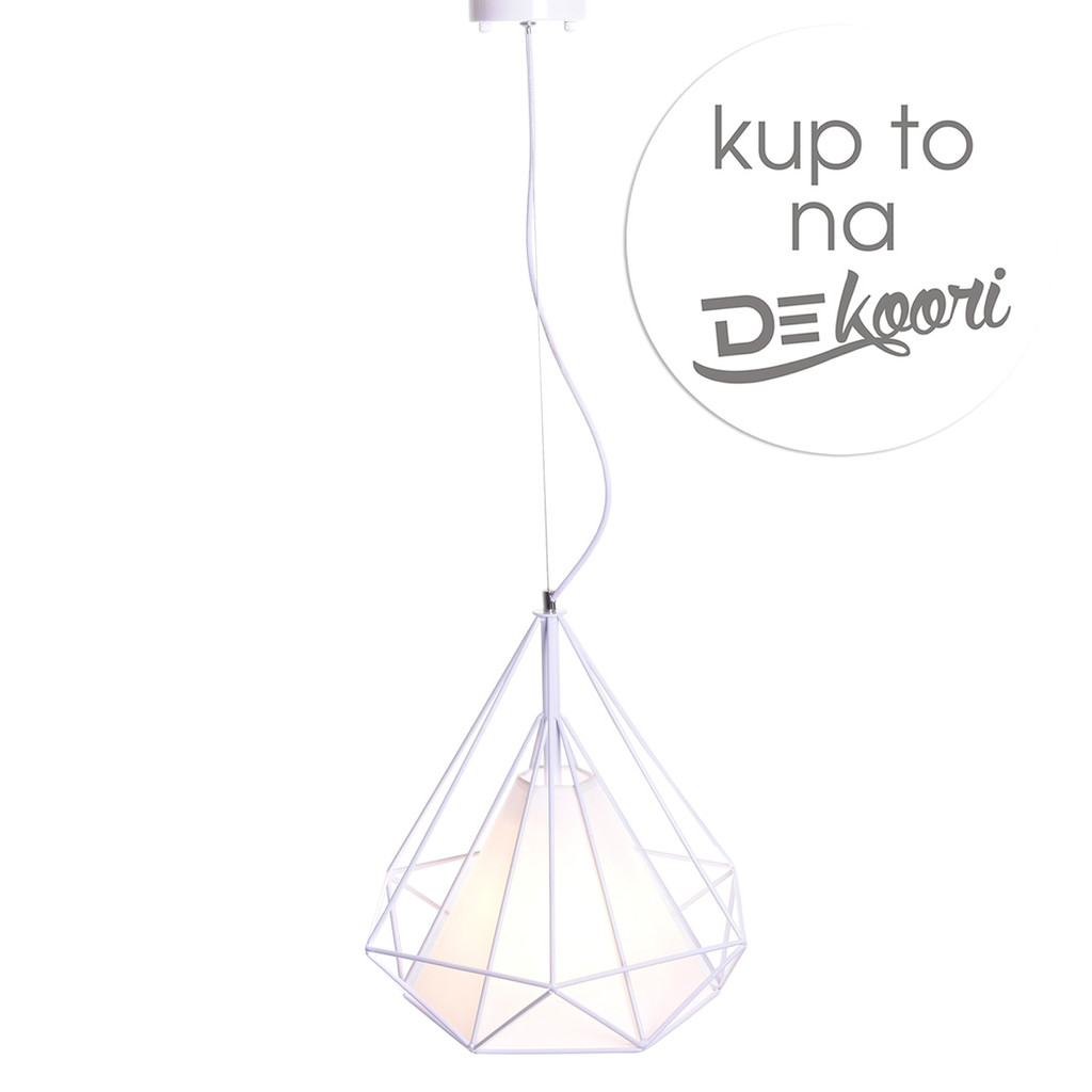 Biela drôtená závesná lampa FORTI v tvare diamantu, moderná, loftová, škandinávska - Lumina Deco obrázok 3