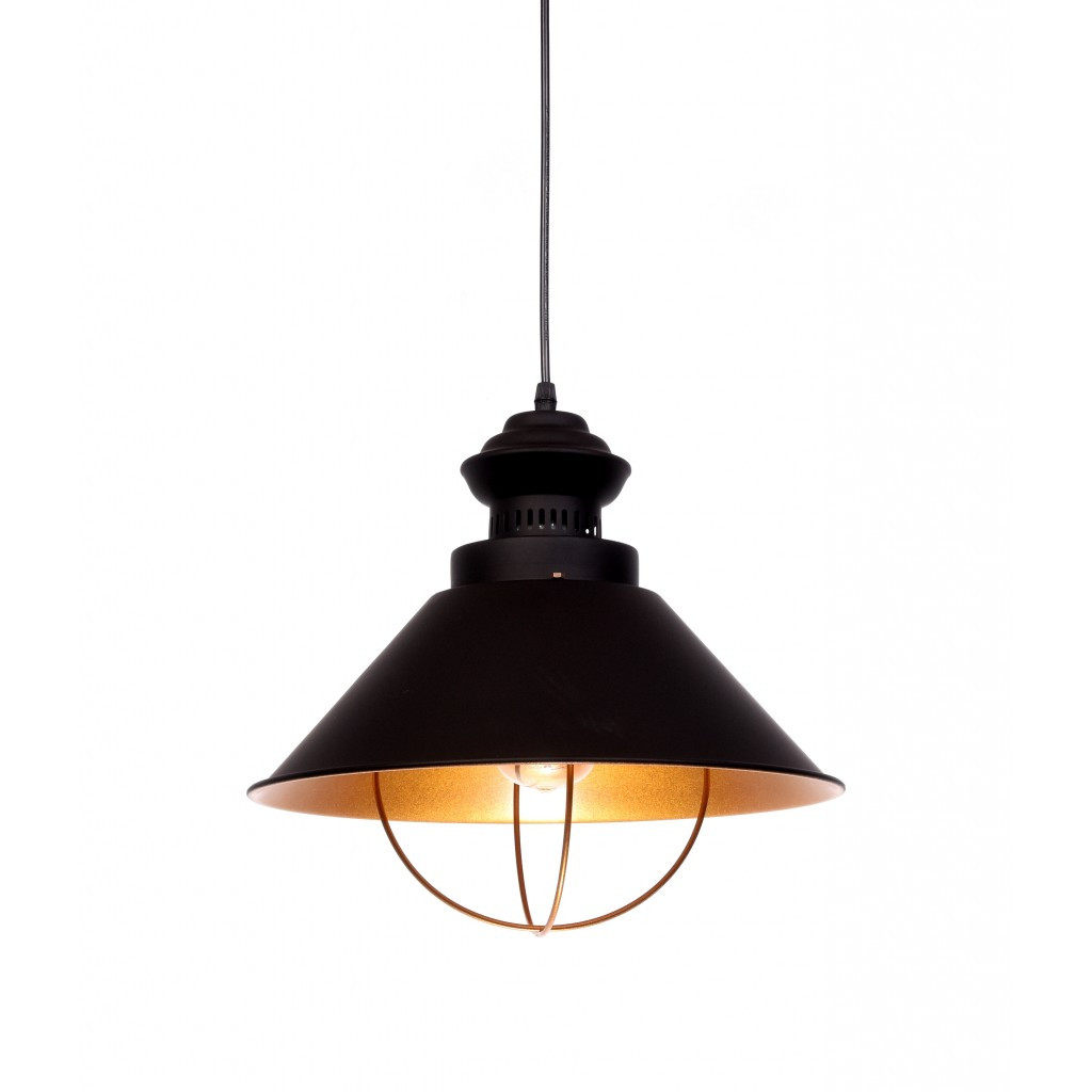 Czarna lampa do loftu KUGAR industrialna wisząca metalowa, klosz stożkowy - Lumina Deco zdjęcie 1