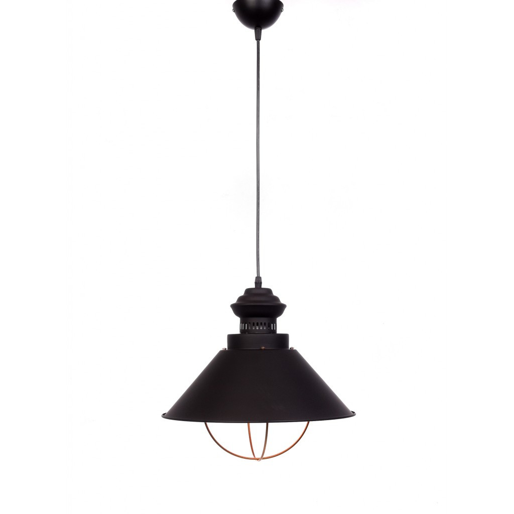 Čierne loftové svietidlo KUGAR, priemyselná závesná kovová lampa, kužeľovité tienidlo - Lumina Deco obrázok 3