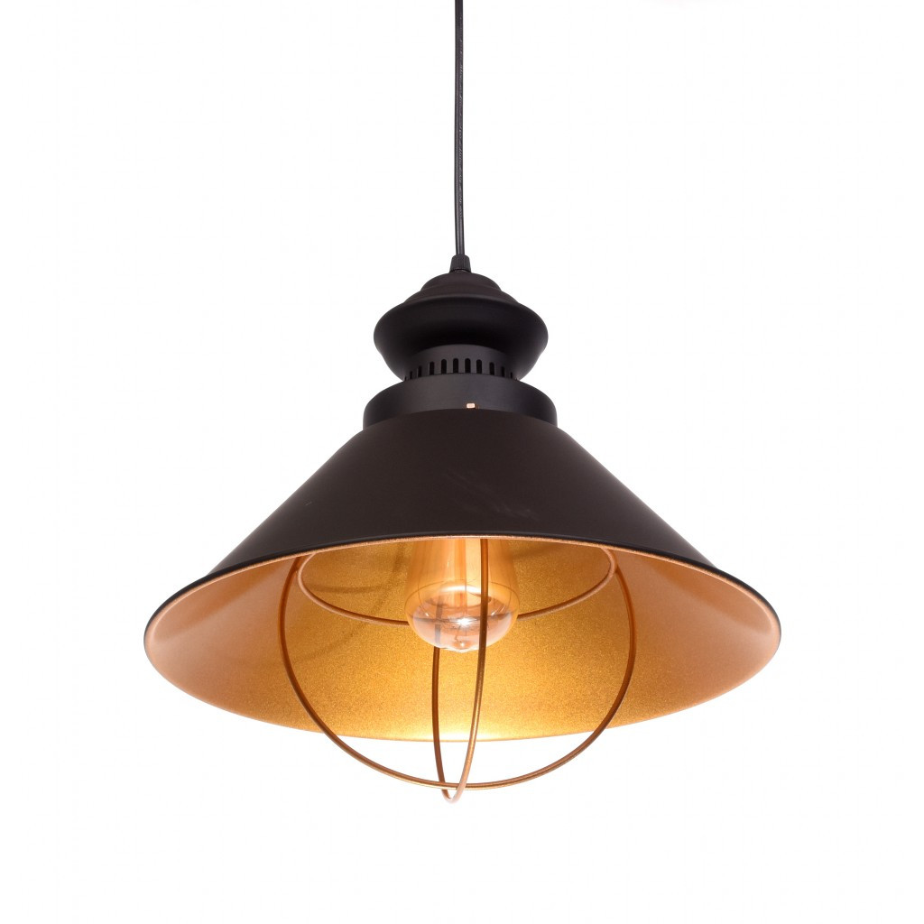 Czarna lampa do loftu KUGAR industrialna wisząca metalowa, klosz stożkowy - Lumina Deco zdjęcie 2