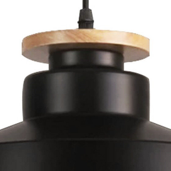 Nowoczesna czarna lampa wisząca LEVANTI D30 z białym wnętrzem i drewnianą dekoracją - Lumina Deco zdjęcie 2