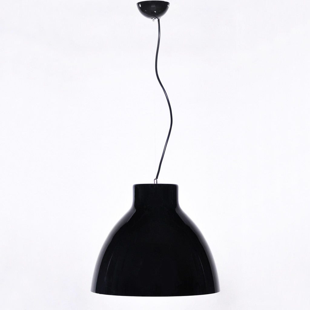 Skandynawska czarna lampa wisząca CORNELLA w połysku z białym wnętrzem - Lumina Deco zdjęcie 3