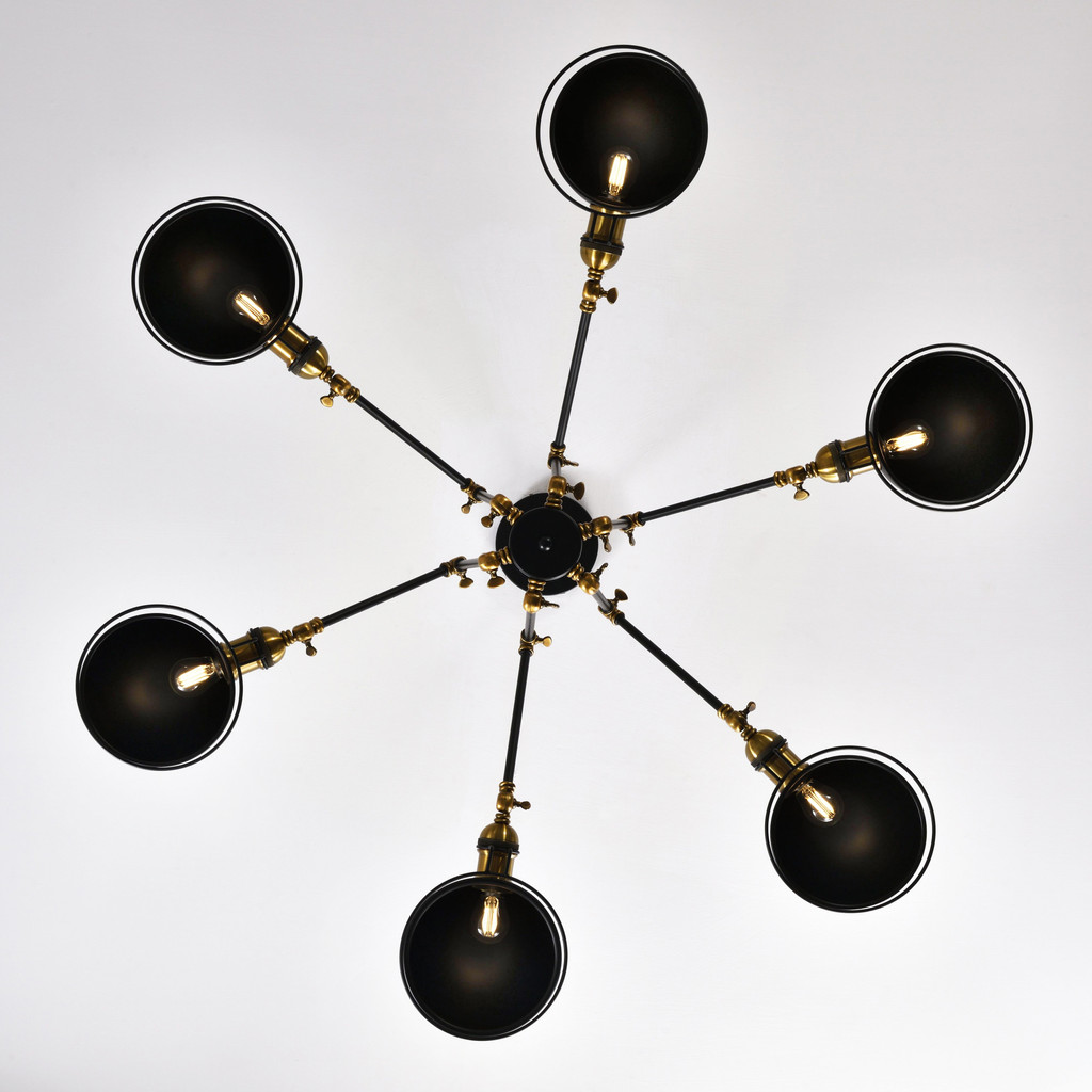Kovová, čierna závesná lampa VALMONTI W6, polguľové kupole v loftovom štýle - Lumina Deco obrázok 3