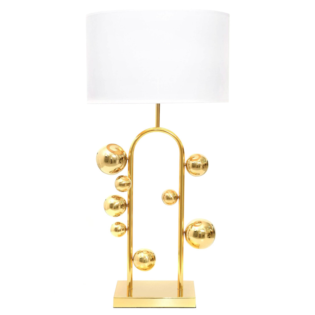 Elegancka, biało-złota lampa biurkowa, nocna SELARI - Lumina Deco zdjęcie 3