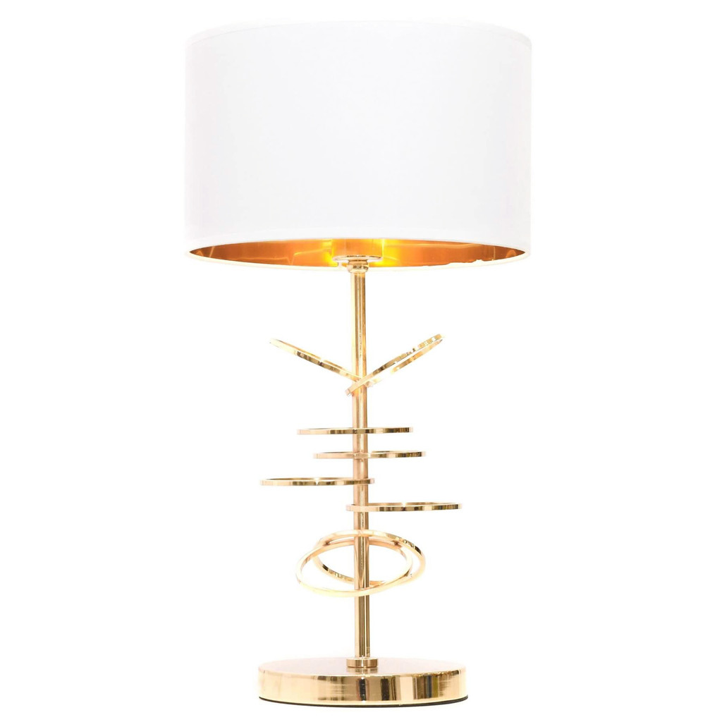 Dekoracyjna elegancka lampka MILARI biało-złota, do sypialni, biura - Lumina Deco zdjęcie 1