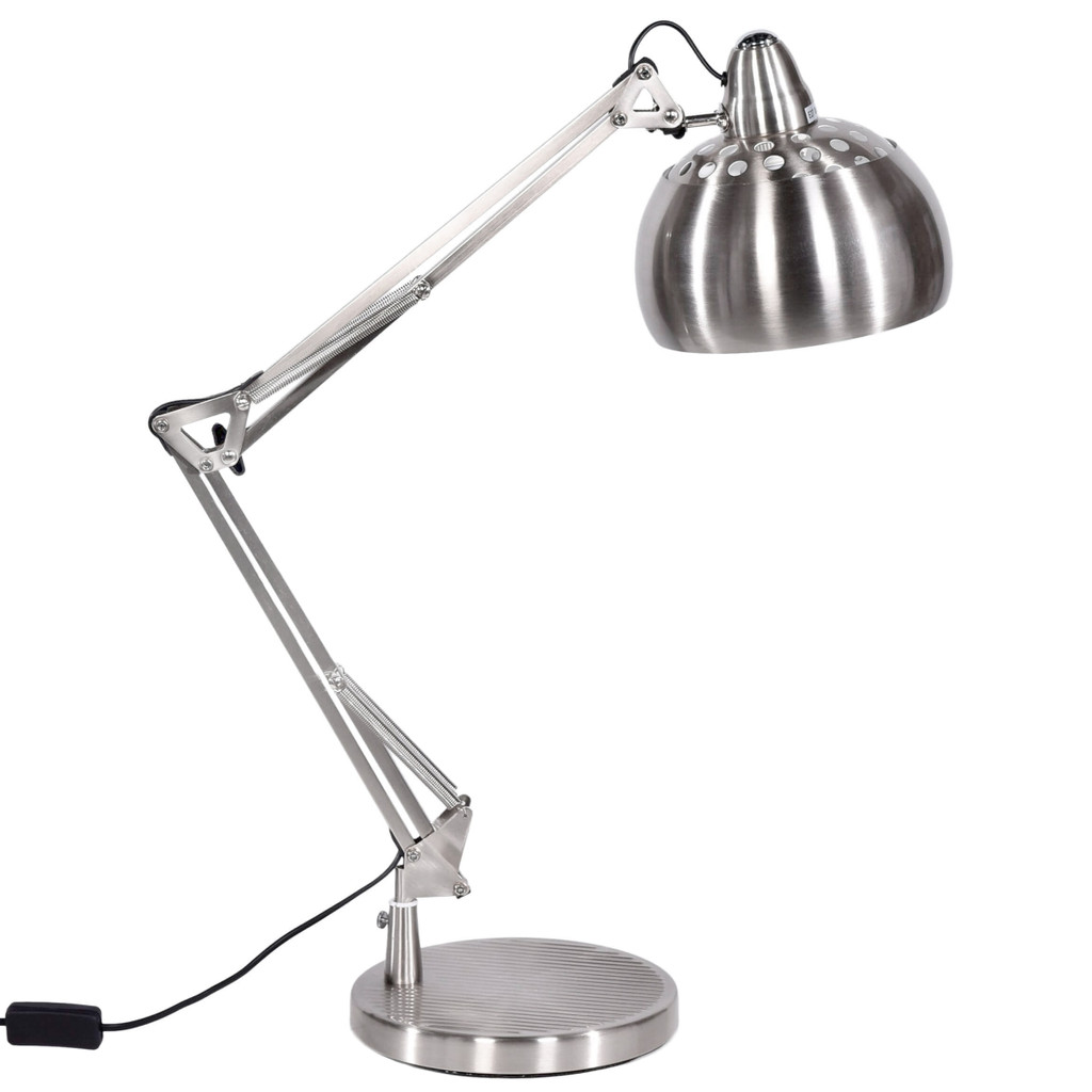 Metal silver table lamp, office desk lamp, modern design - RIGORRIA - Lumina Deco image 1
