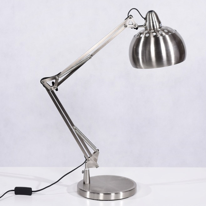 Metal silver table lamp, office desk lamp, modern design - RIGORRIA - Lumina Deco image 3