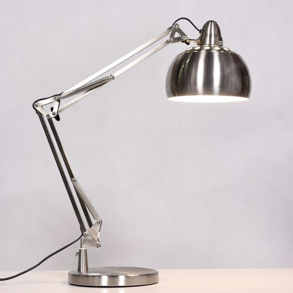 Metal silver table lamp, office desk lamp, modern design - RIGORRIA - Lumina Deco image 2