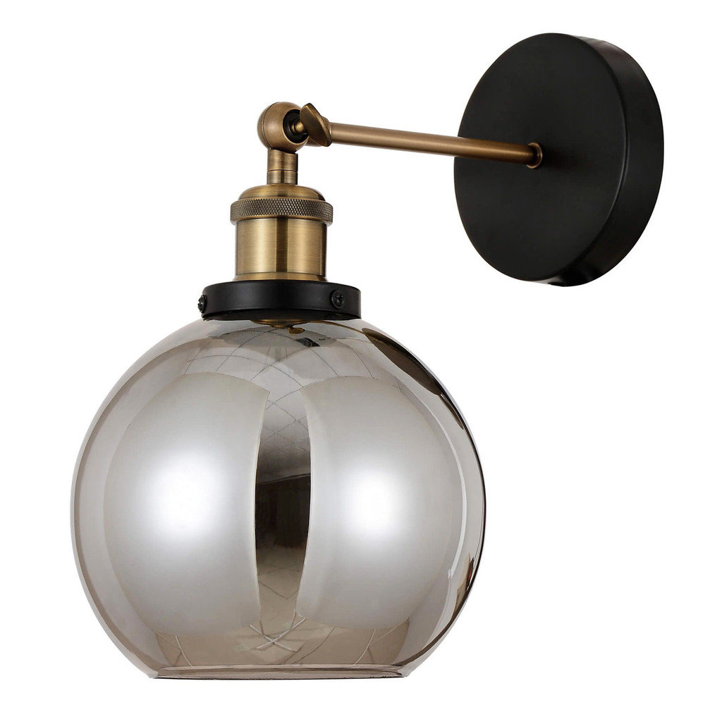 Loftové nástěnné svítidlo, lampa ZAGALLO stínítko z kouřového skla - Lumina Deco obrázek 1