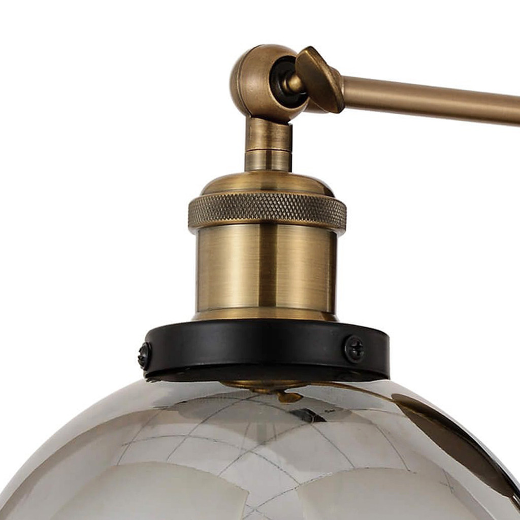 Loftové nástěnné svítidlo, lampa ZAGALLO stínítko z kouřového skla - Lumina Deco obrázek 3