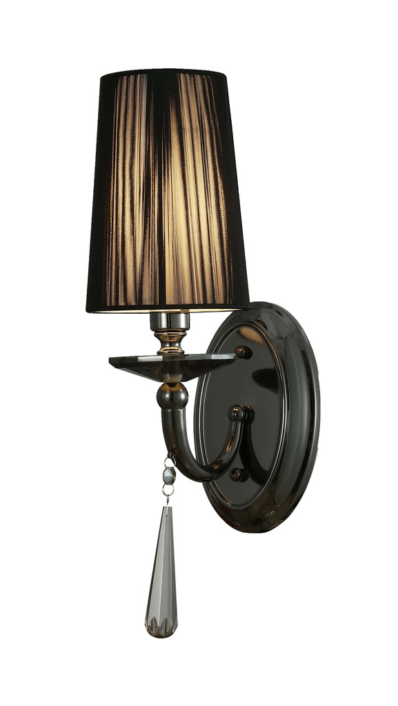 Černá lampička na zeď FABIONE klasické nástěnné svítidlo z křišťálovým ověsem - Lumina Deco obrázek 1