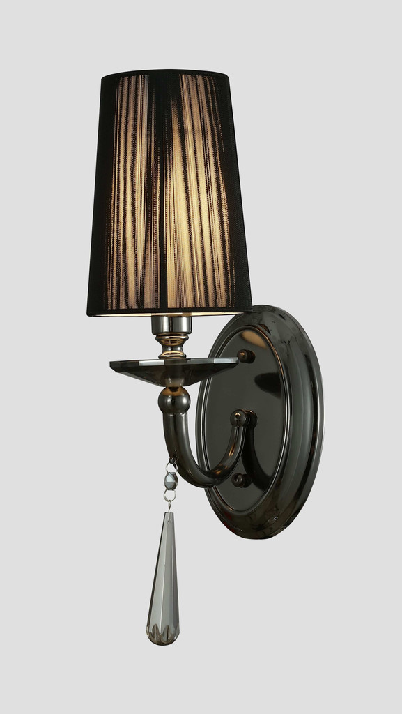 Černá lampička na zeď FABIONE klasické nástěnné svítidlo z křišťálovým ověsem - Lumina Deco obrázek 2
